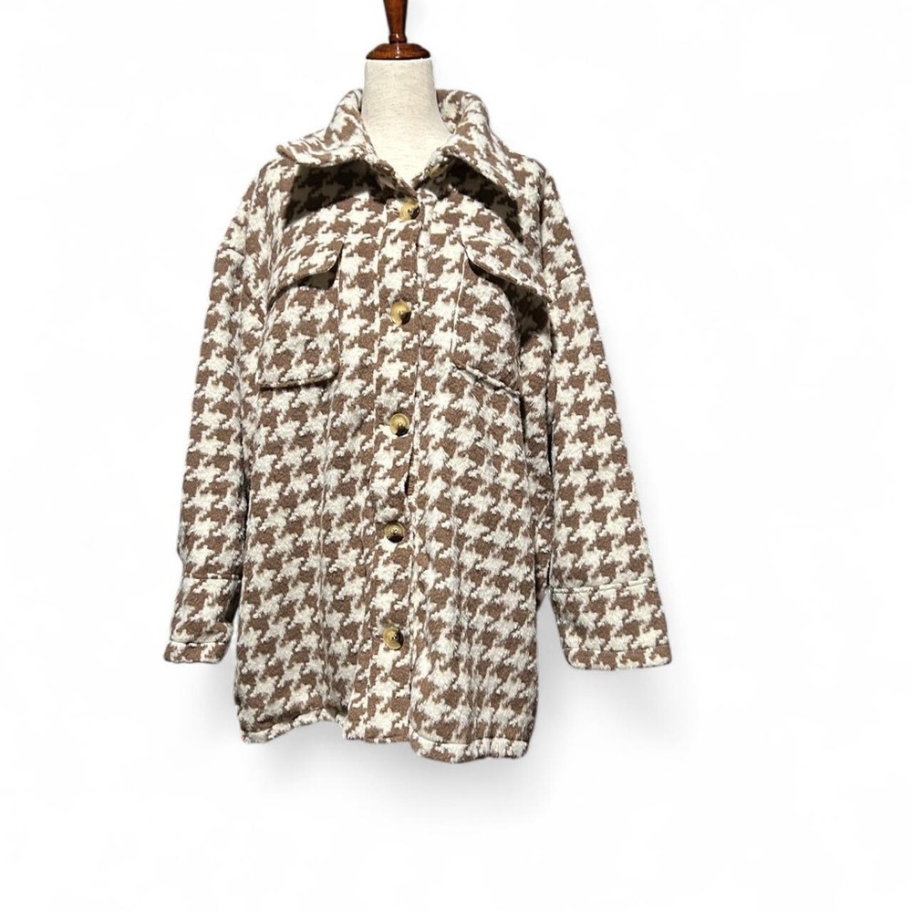 Brown Houndstooth Women's Coat